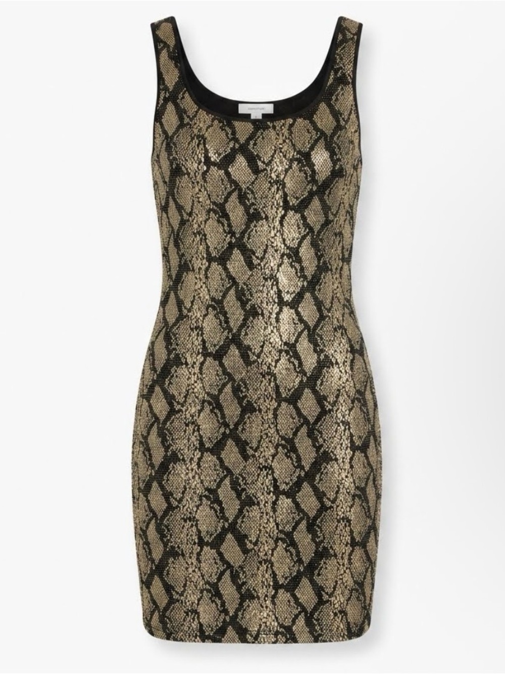 Snake Print Mini Dress in Gold and Black Metallic